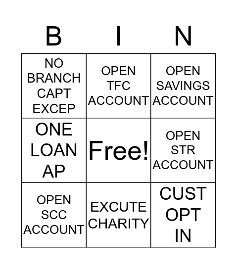 BANKER BINGO Card