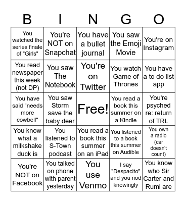 Media Bingo Card