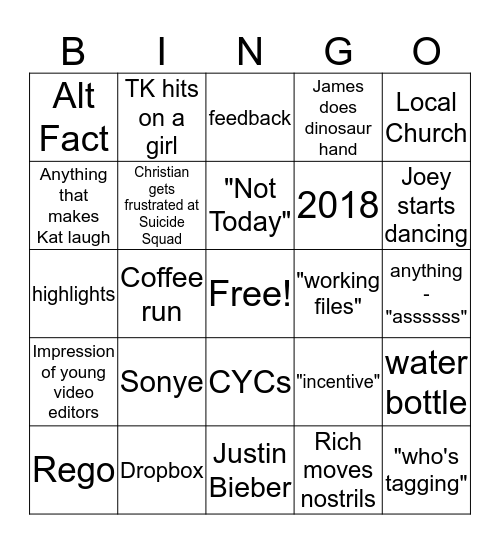 Comms Bingo Card