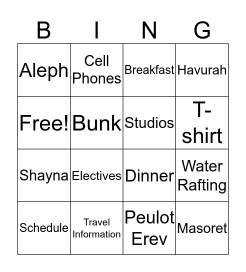 CHUG COCOA TSEVET MEETING Bingo Card