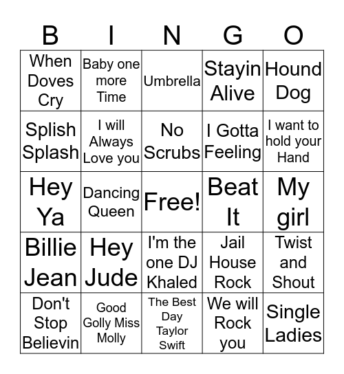 Music Bingo Card