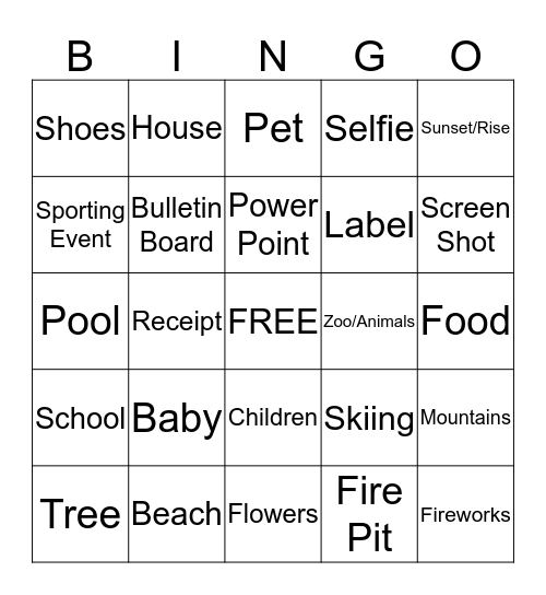 PICTURE BINGO Card