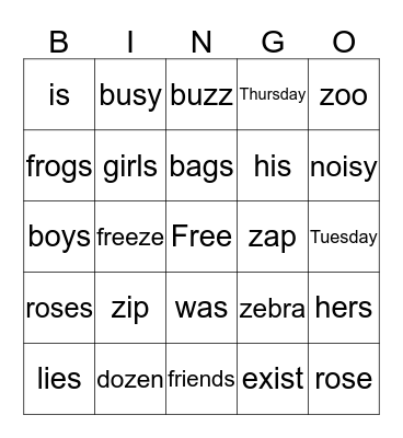 Bingo /z/ Bingo Card