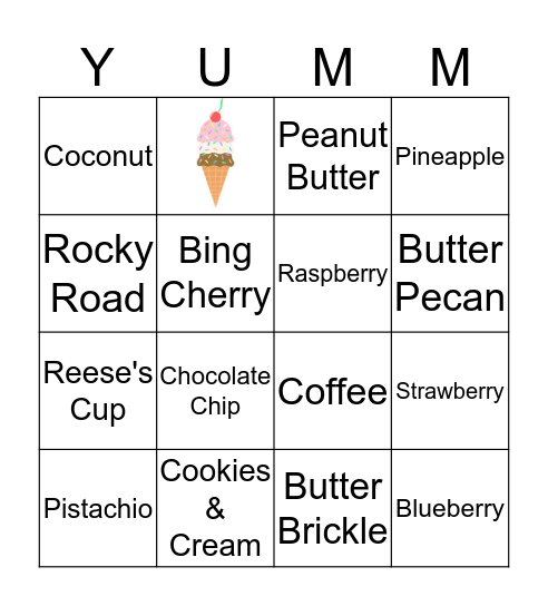 Ice Cream Bingo! Bingo Card