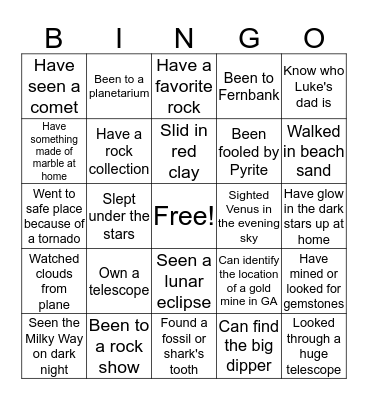 Getting to Know Your Nerdy Side Bingo Card