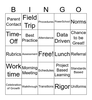 Faculty Meeting Buzzwords Bingo Card