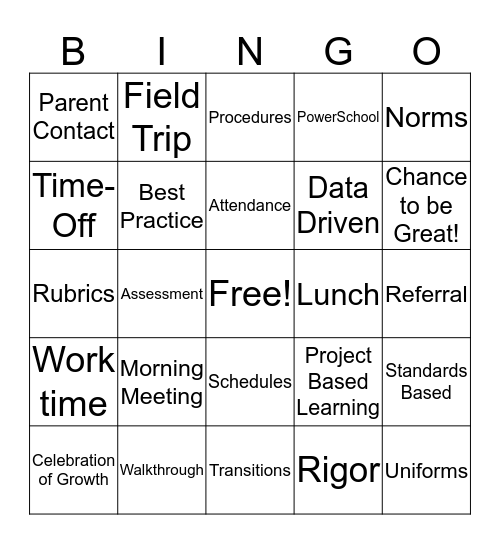 Faculty Meeting Buzzwords Bingo Card