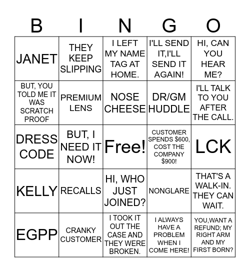 VISIONWORKS BINGO Card