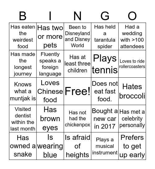 Workplace Bingo Card