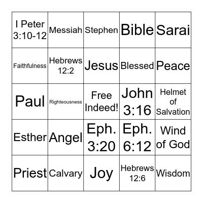 Kingdom Bingo Card