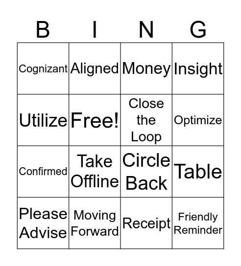 Buzzword Bingo Card