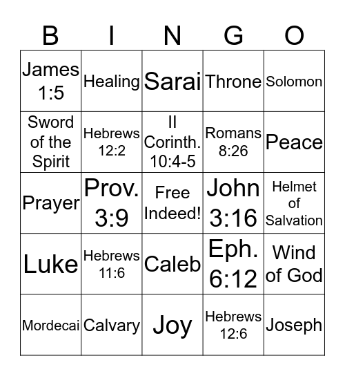 Kingdom Bingo Card