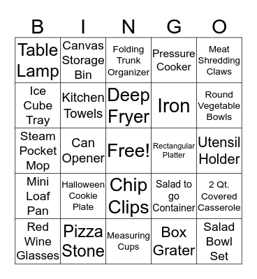 Jessica's Bridal Shower Bingo Card