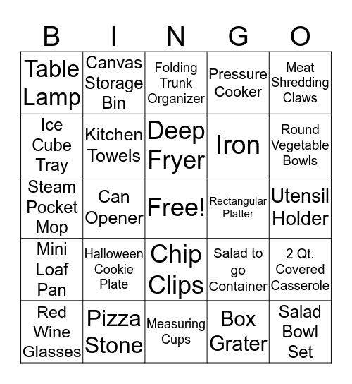 Jessica's Bridal Shower Bingo Card