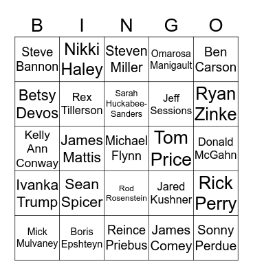 White House Staff Bingo Card