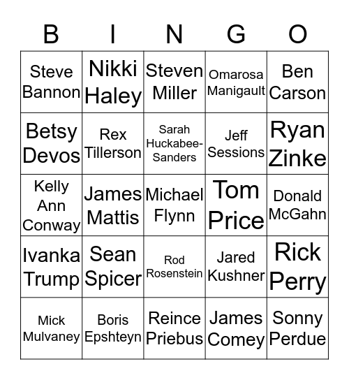 White House Staff Bingo Card