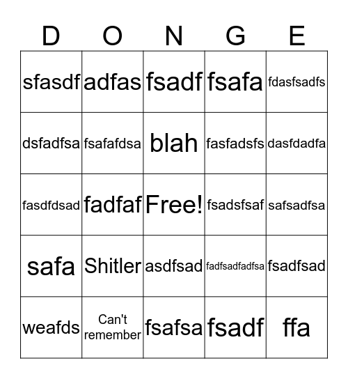 KarmaFleet Recruitment Shitler Bingo Card