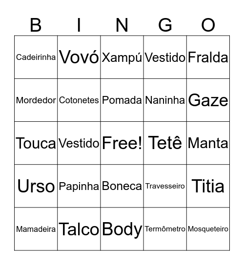Bingo Picnic da Olívia Bingo Card