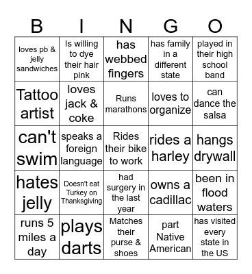 Parkhurst Dining - People Bingo Card