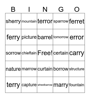 Freaky Bingo Card