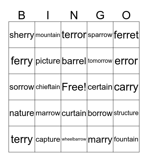 Freaky Bingo Card