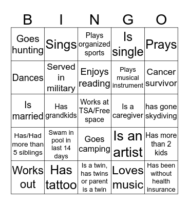 CCD BINGO-can only mark someone's name 1x Bingo Card