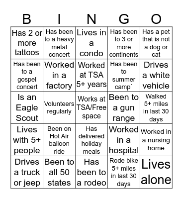CCD BINGO-can only mark persons name 1x Bingo Card