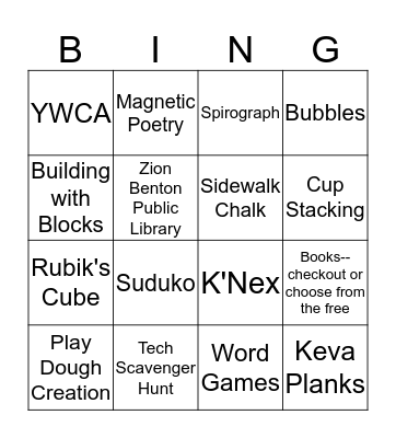 Summer Camp Bridge the Gap 3 Bingo Card