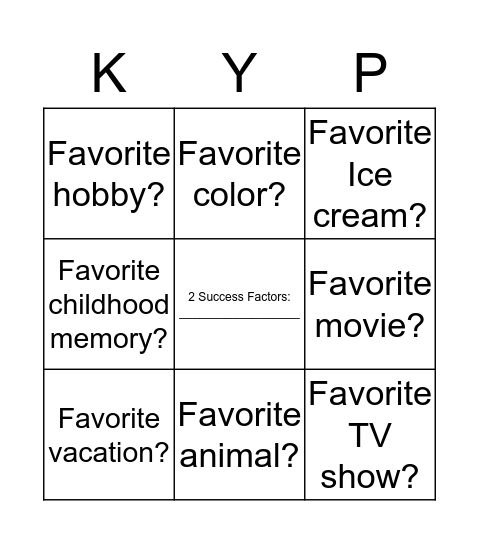 Getting to Know Your Peers Bingo Card