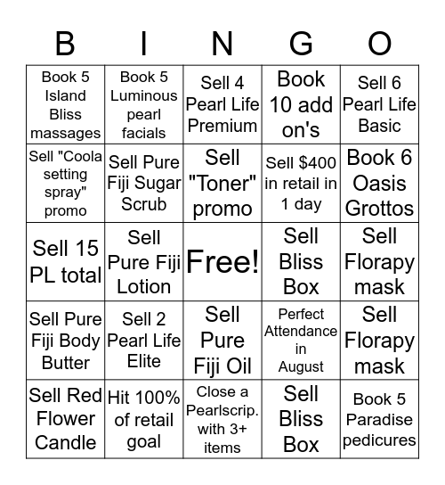 AUGUST BLISS BINGO Card