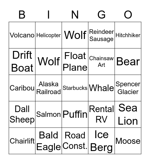 Alaska Bingo Bayley Bingo Card