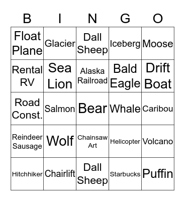 Alaska Bingo Brooke Bingo Card