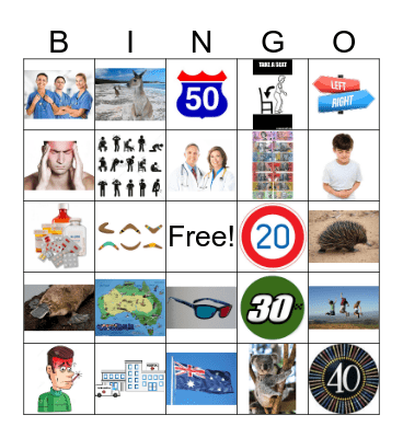 Australia/Hospital Bingo Card