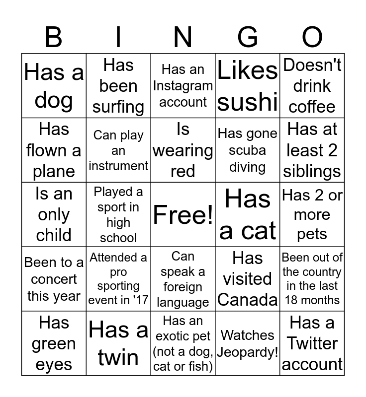 Regional Sales Meeting BINGO Card