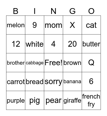 ASL Bingo Card