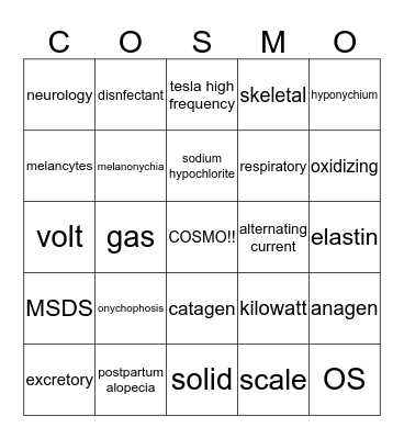 General Sciences  Bingo Card