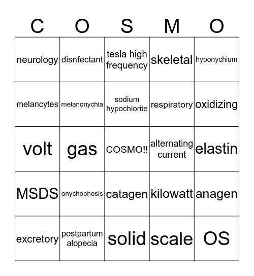 General Sciences  Bingo Card
