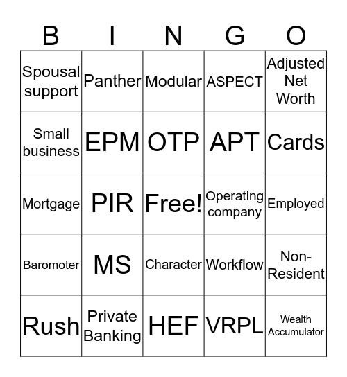 CAC BINGO Card