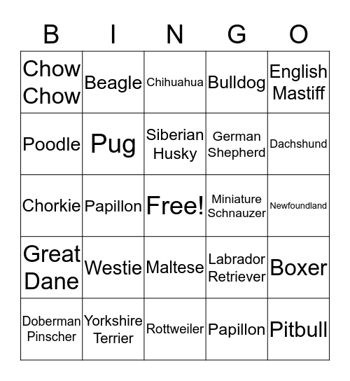 Dog Days of Summer Bingo Card