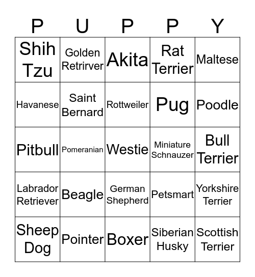 Dog Days of Summer  Bingo Card