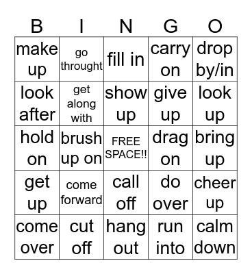 phrasal verbs Bingo Card