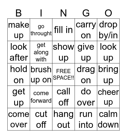 phrasal verbs Bingo Card