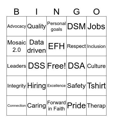 Strategic Goal Bingo Card