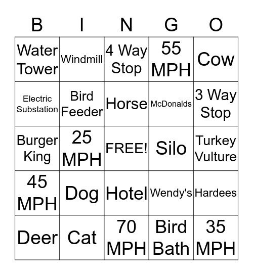 Reunion Bingo Card