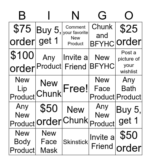 Mystery Hostess Bingo Card