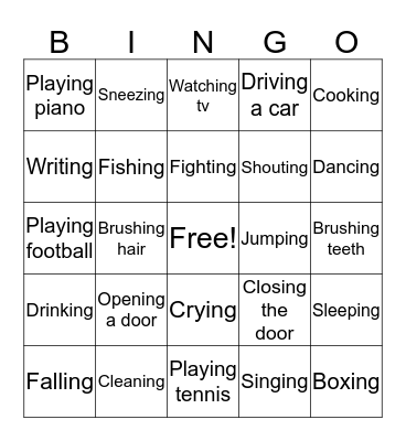Charades Bingo Card