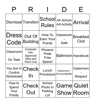 2017   P H O E N I X Bingo Card