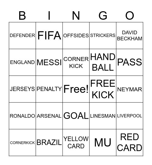 GOALS !! Bingo Card