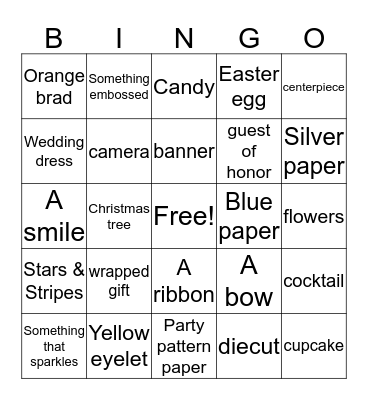 Celebrations Bingo Card