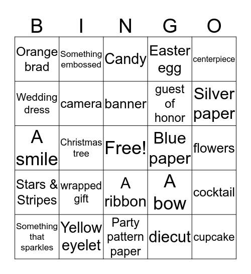 Celebrations Bingo Card
